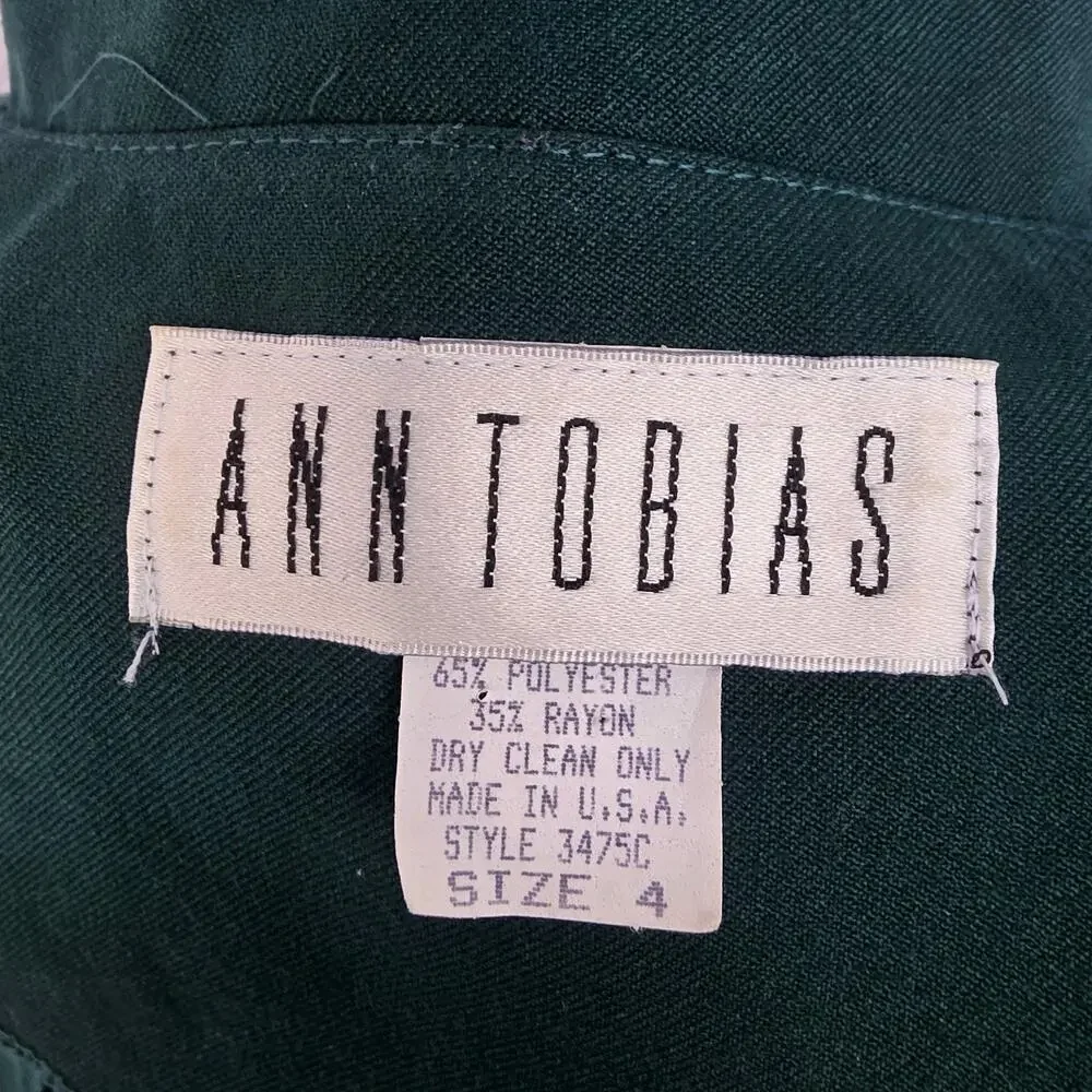 Vintage Ann Tobias Emerald Green Coat Women’s Size 4 Tailored Jacket - Picture 4 of 7